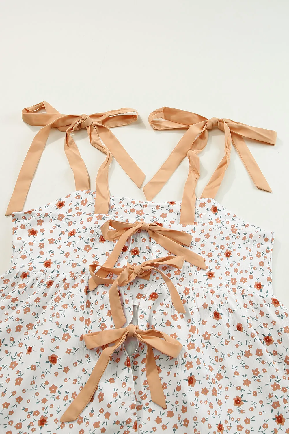 Tied Shoulder Floral Babydoll Tank
