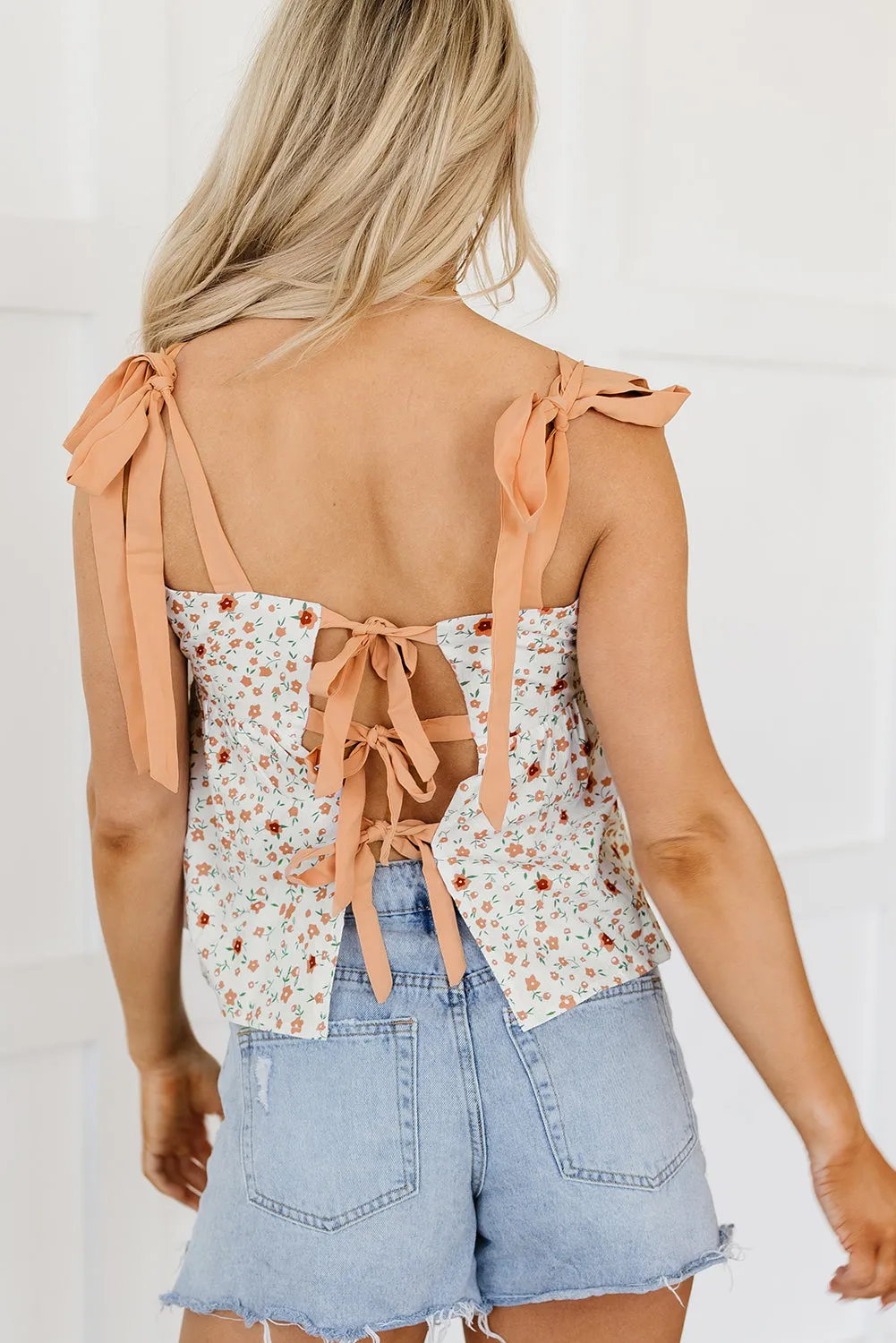 Tied Shoulder Floral Babydoll Tank