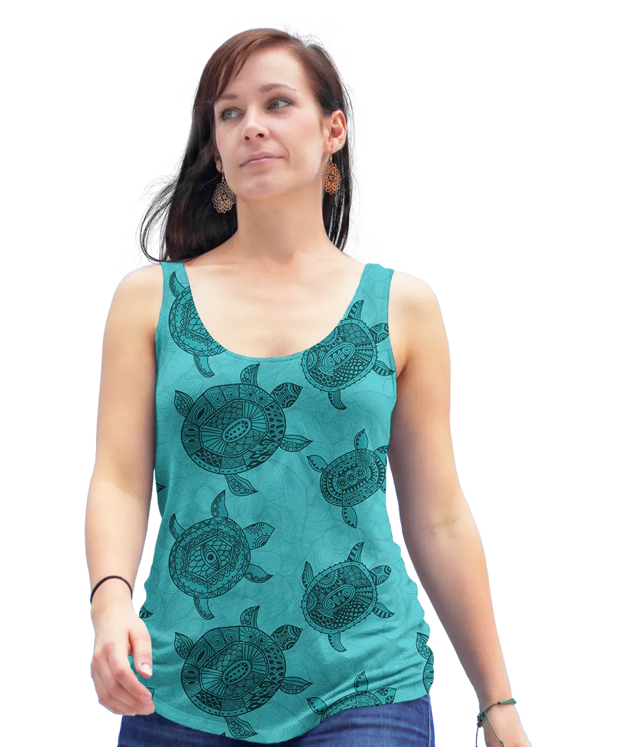 Tribal Sea Turtle Racerback Tank Top
