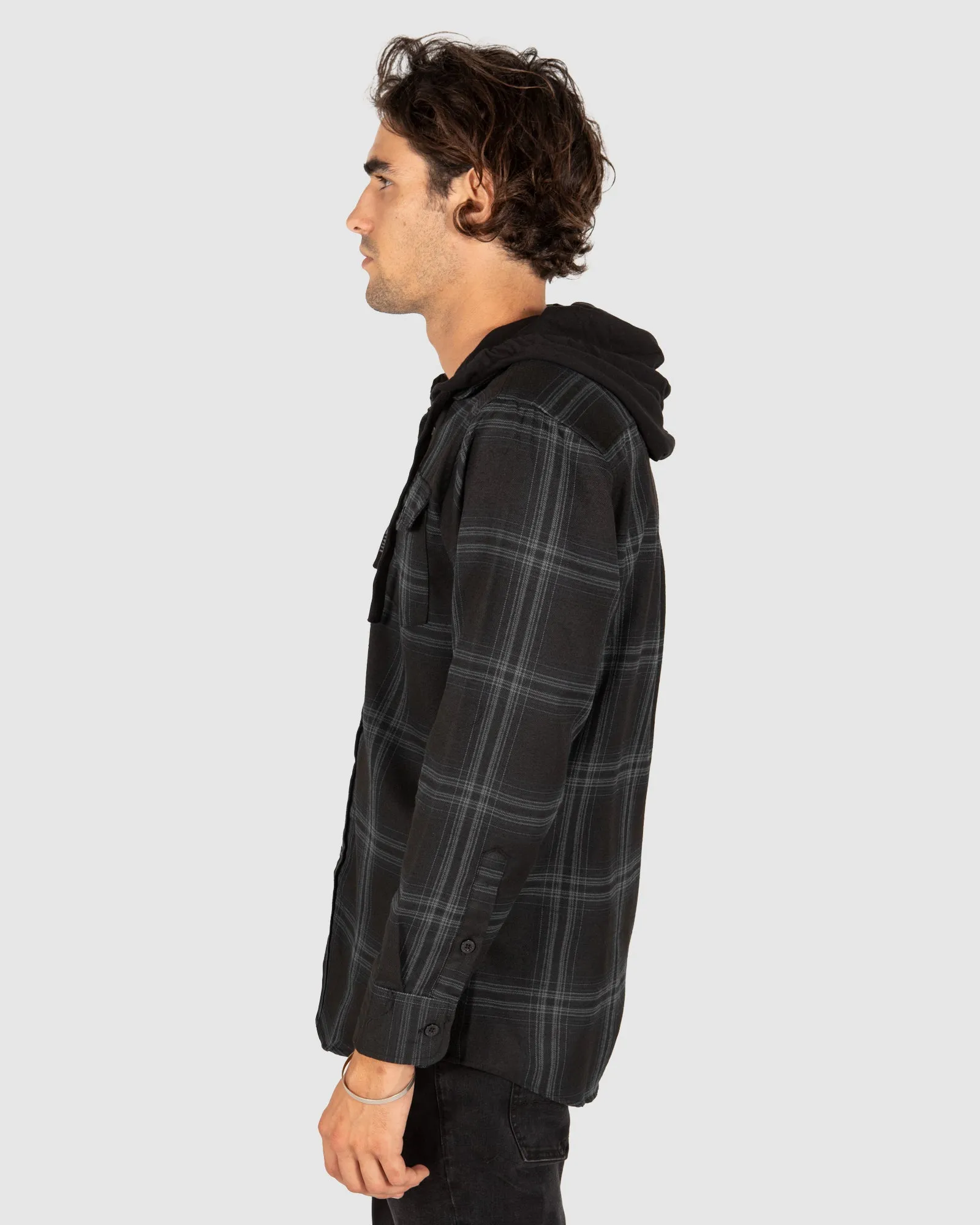 UNIT Chester Mens Hooded Flannel Shirt