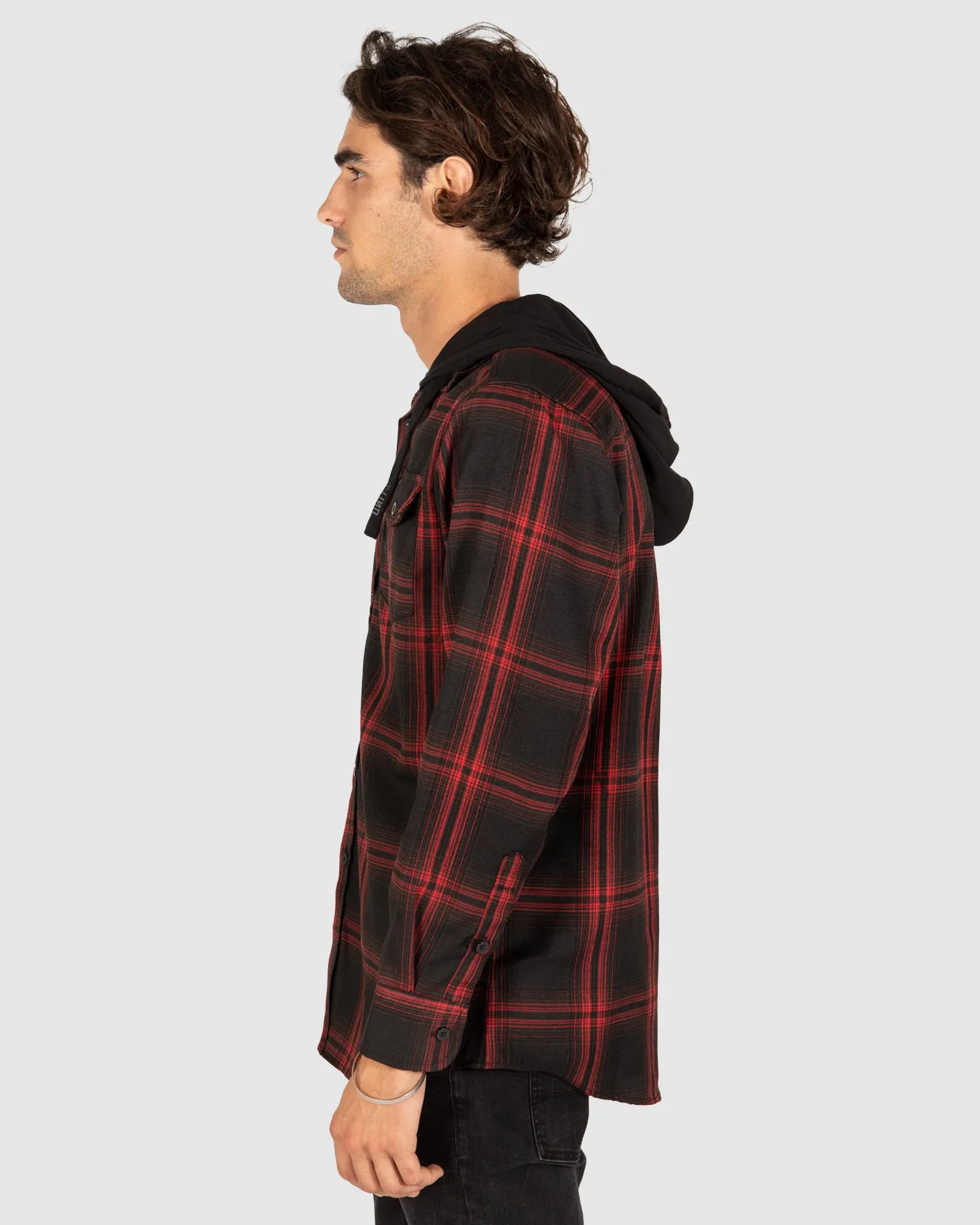 UNIT Chester Mens Hooded Flannel Shirt