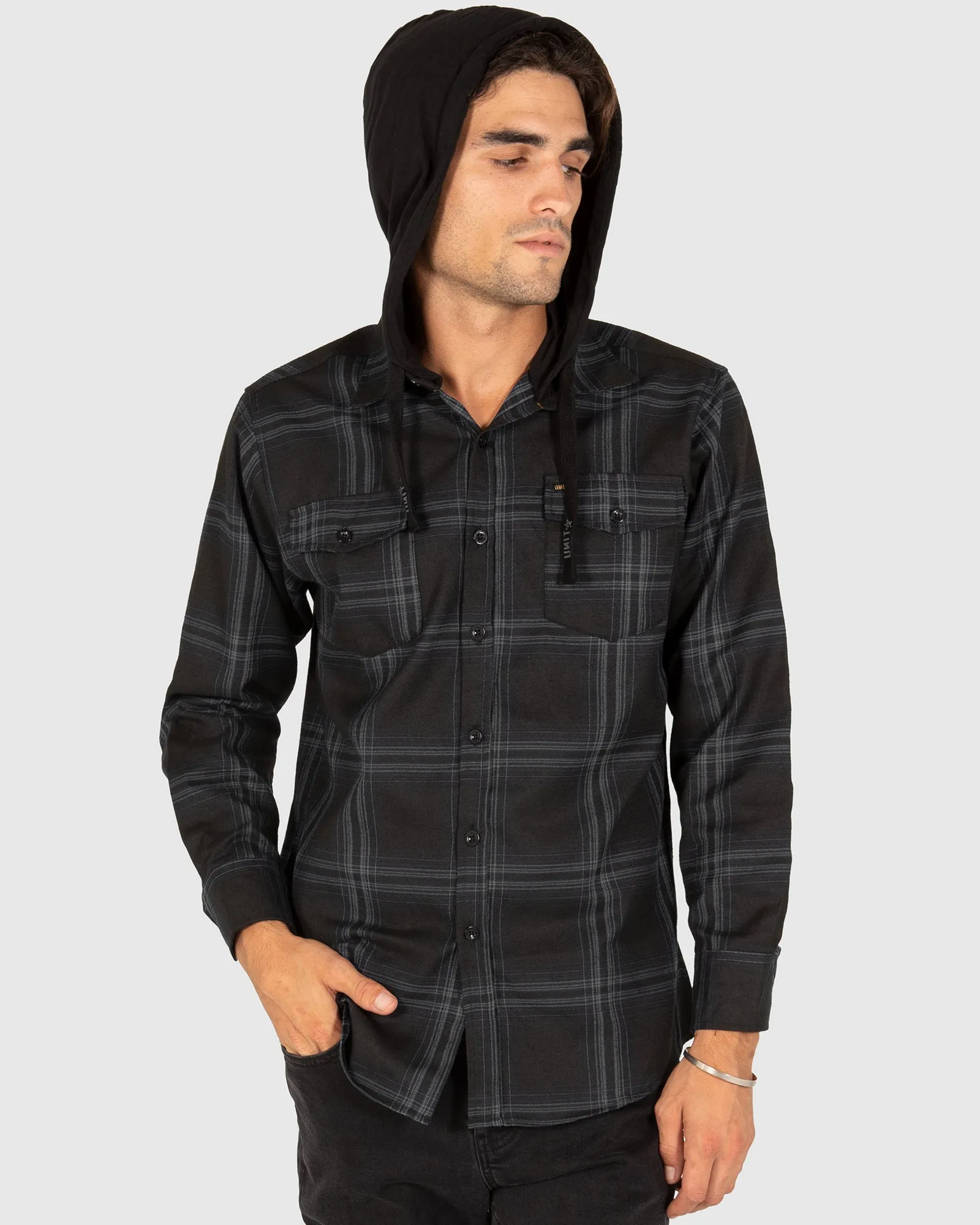 UNIT Chester Mens Hooded Flannel Shirt