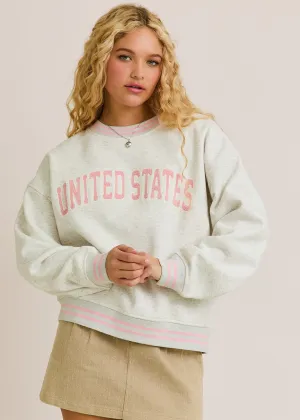 United States Pink Chenille Crewneck