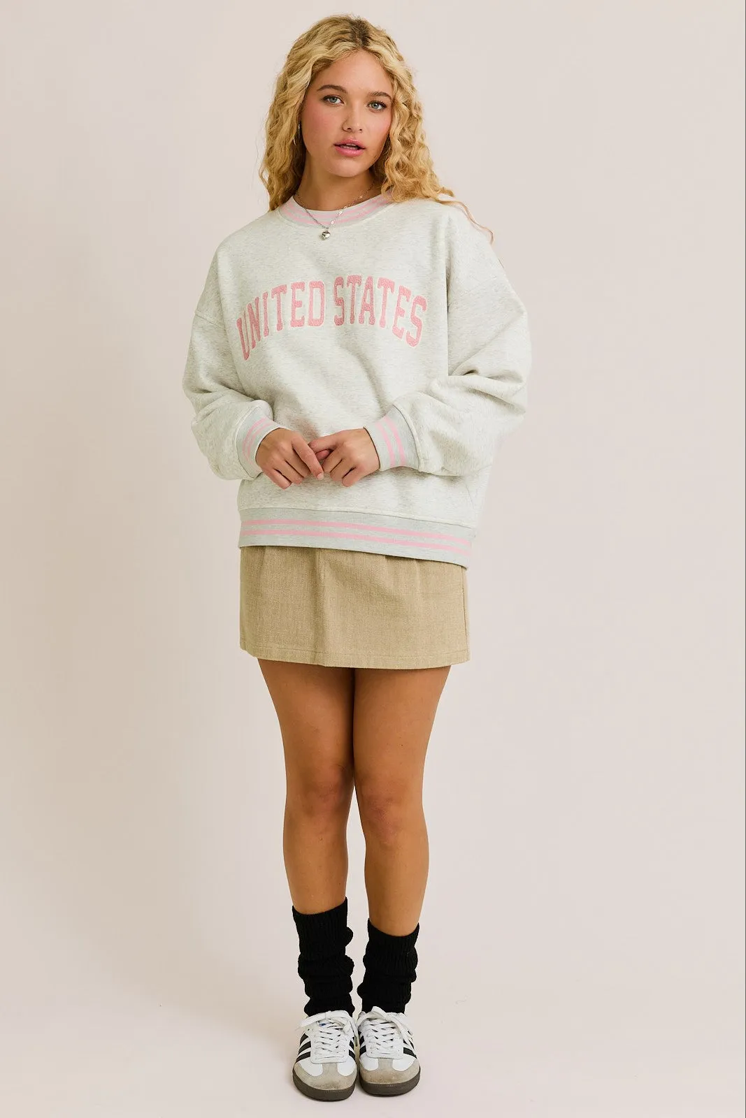 United States Pink Chenille Crewneck
