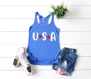 USA Tank | 4th Of July Tank | 4th Of July Shirt | Women's Fitting Racer Tank Shirt