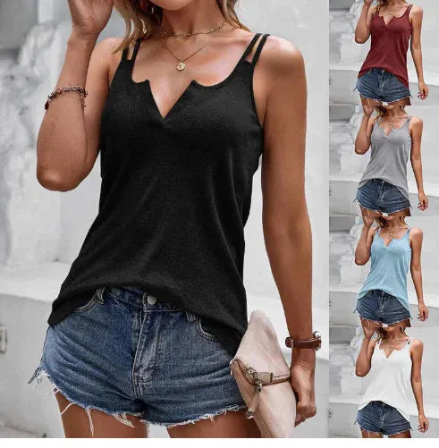V-neck Casual Spaghetti Strap Camisole Tops for Women