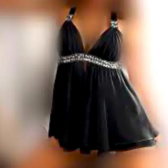 Victoria’s Secret Sexy Lingerie Siren Black See Through Women’s Babydoll top L