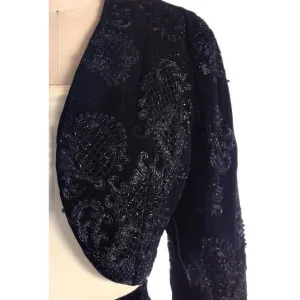 Vintage Bolero Black Velvet Heavily Beaded Soutache  1950S 38"B Provenance