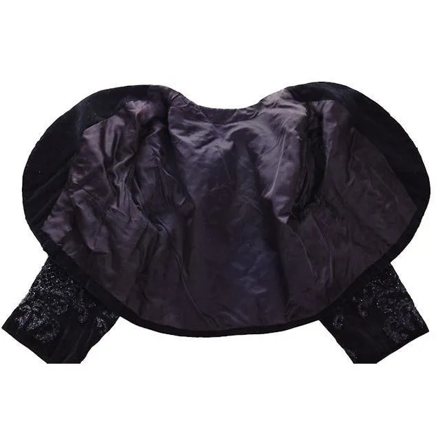 Vintage Bolero Black Velvet Heavily Beaded Soutache  1950S 38"B Provenance