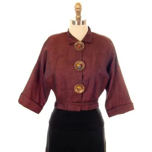 Vintage Changeable Silk Blouse Amazing Buttons 1930s Provenance Med Sonja Loew
