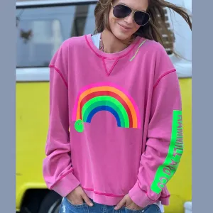Vintage Rainbow Sweat Washed Pink