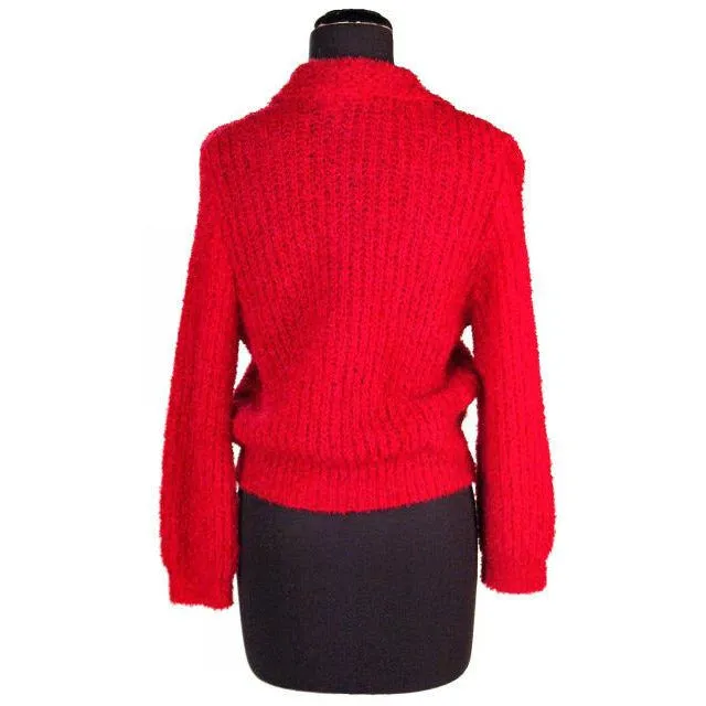 Vintage Schiaparelli Sweater Raspberry Wool  1950S Large