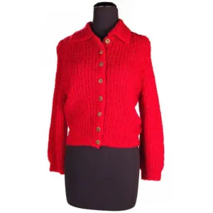 Vintage Schiaparelli Sweater Raspberry Wool  1950S Large