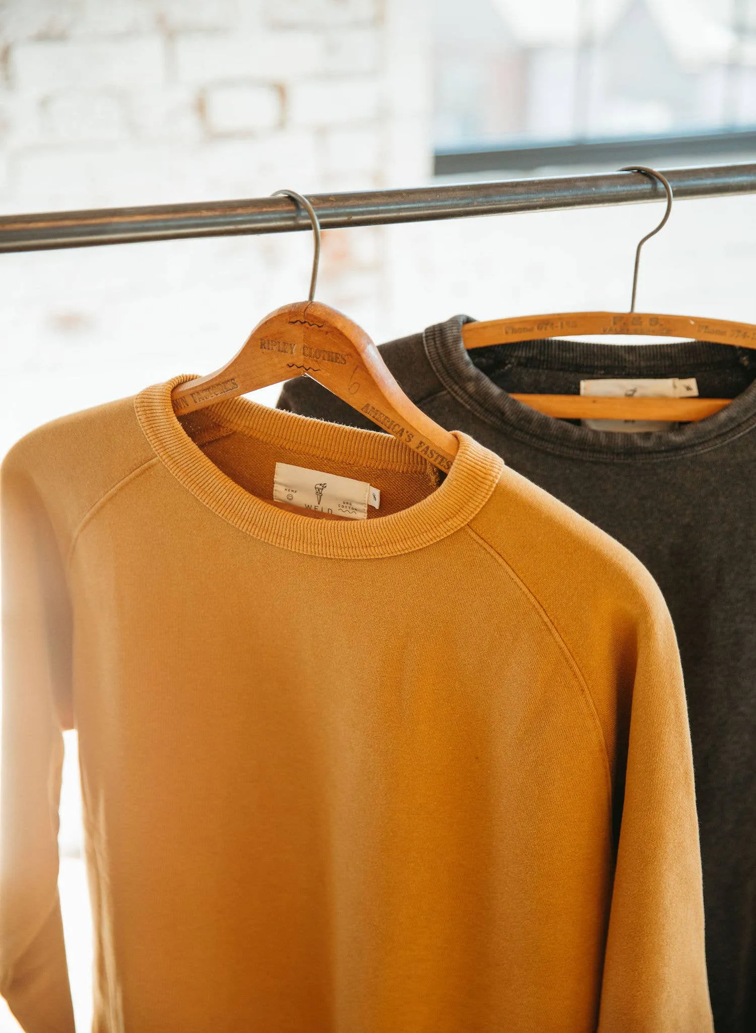 Washed Hemp Crewneck Sweatshirt Vintage Black
