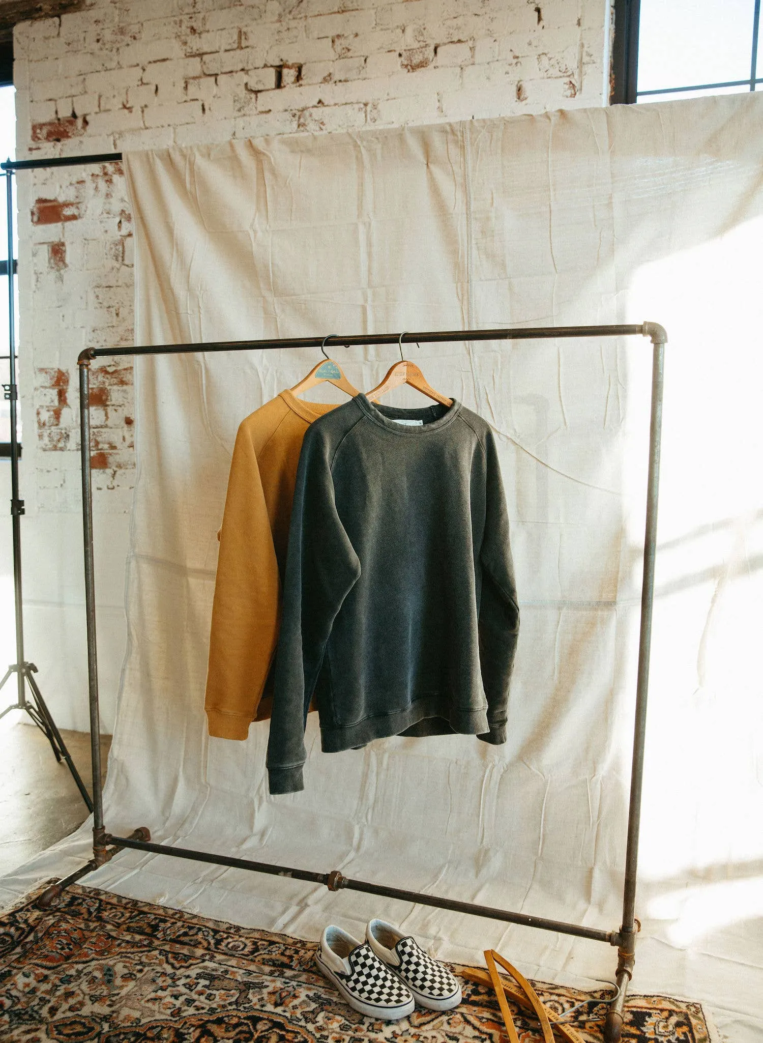 Washed Hemp Crewneck Sweatshirt Vintage Black