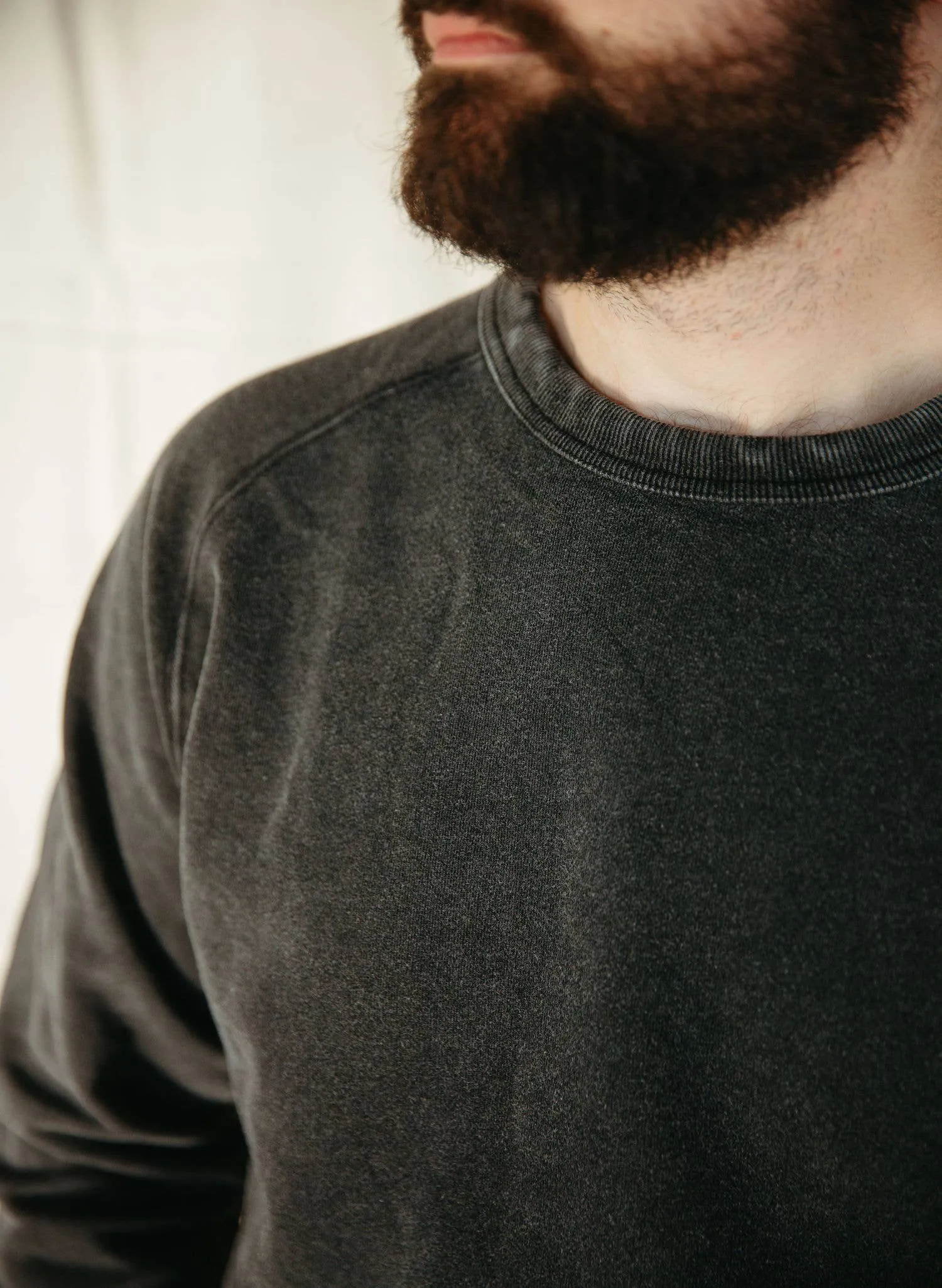 Washed Hemp Crewneck Sweatshirt Vintage Black