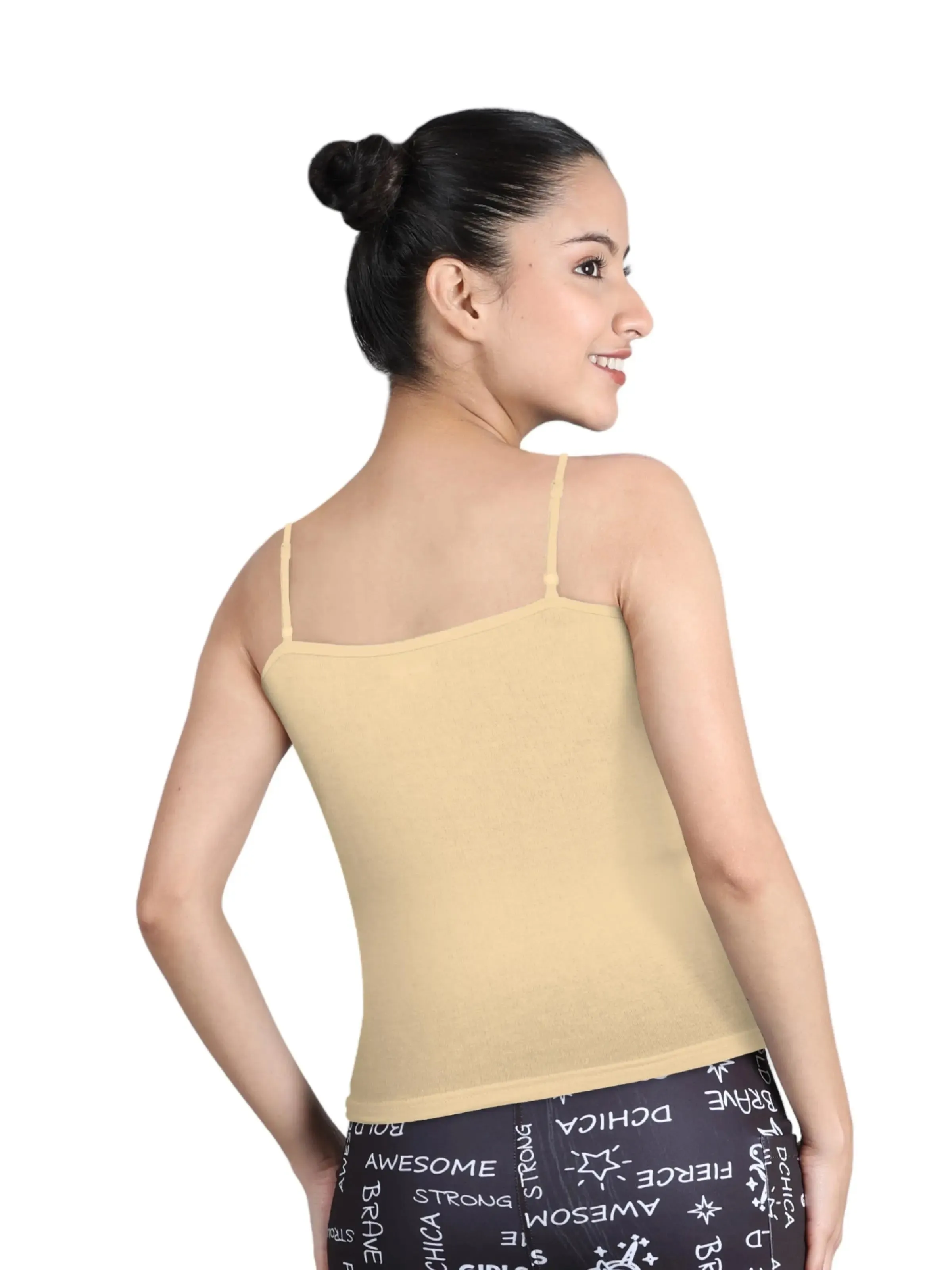 White & Black High Coverage Cotton Starter Camisole Bra with Adjustable Strap - Black White / 12-14