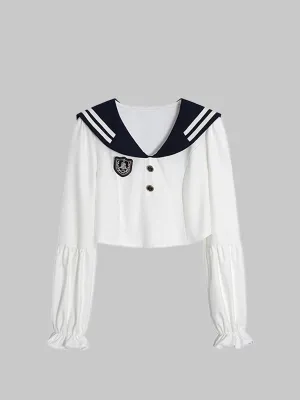 White Bubble Sleeve Shirt