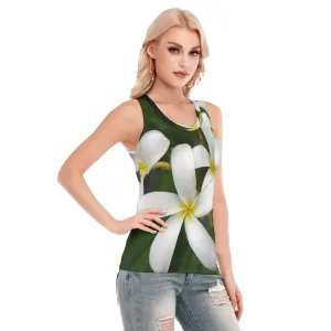 White Frangipanis Tank Top up to 5 XL (FWS)