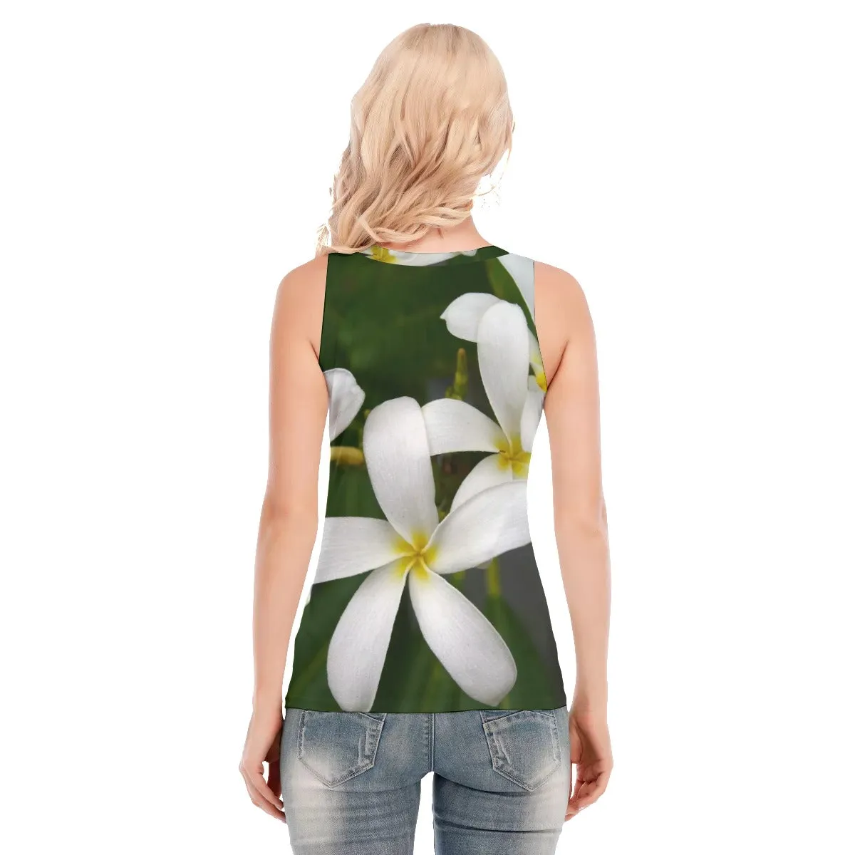 White Frangipanis Tank Top up to 5 XL (FWS)