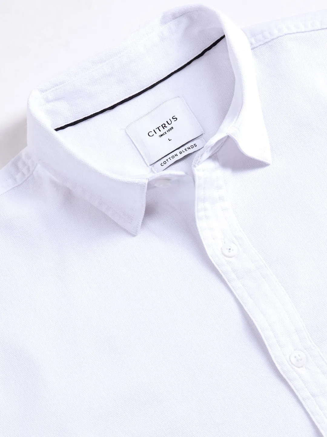 White Plain Cotton Stretch Shirt