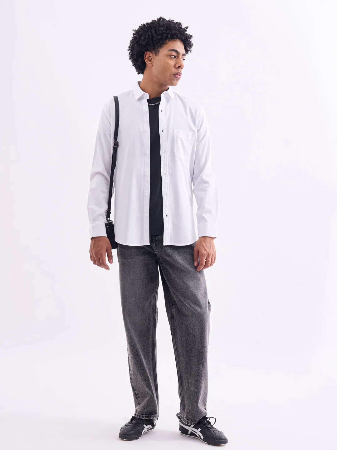 White Plain Cotton Stretch Shirt