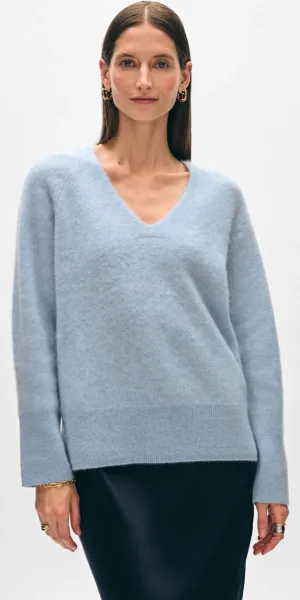 White   Warren Brushed Cashmere Easy VNeck
