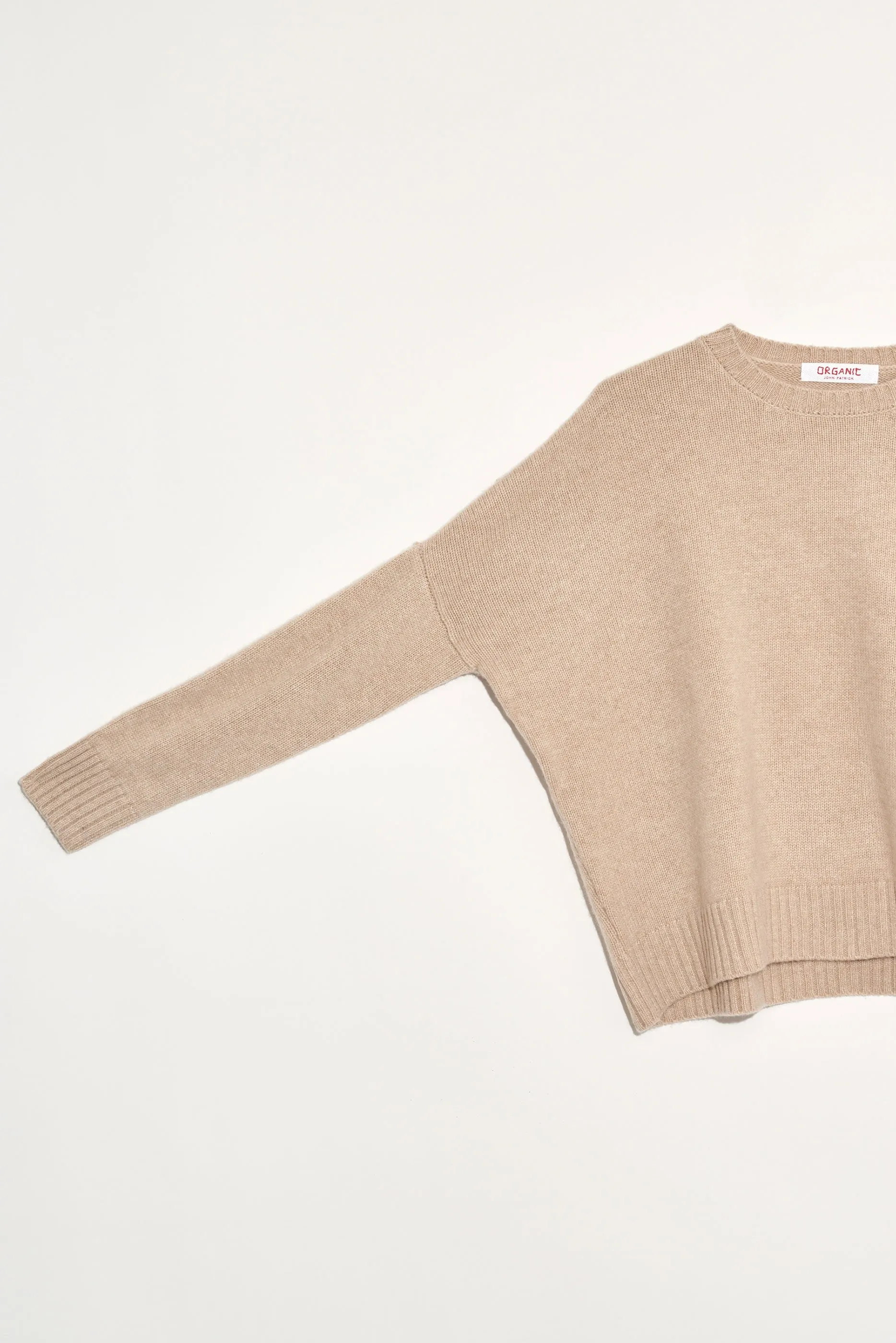 Wide Cashmere Pullover in Beige Melange
