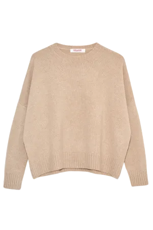 Wide Cashmere Pullover in Beige Melange