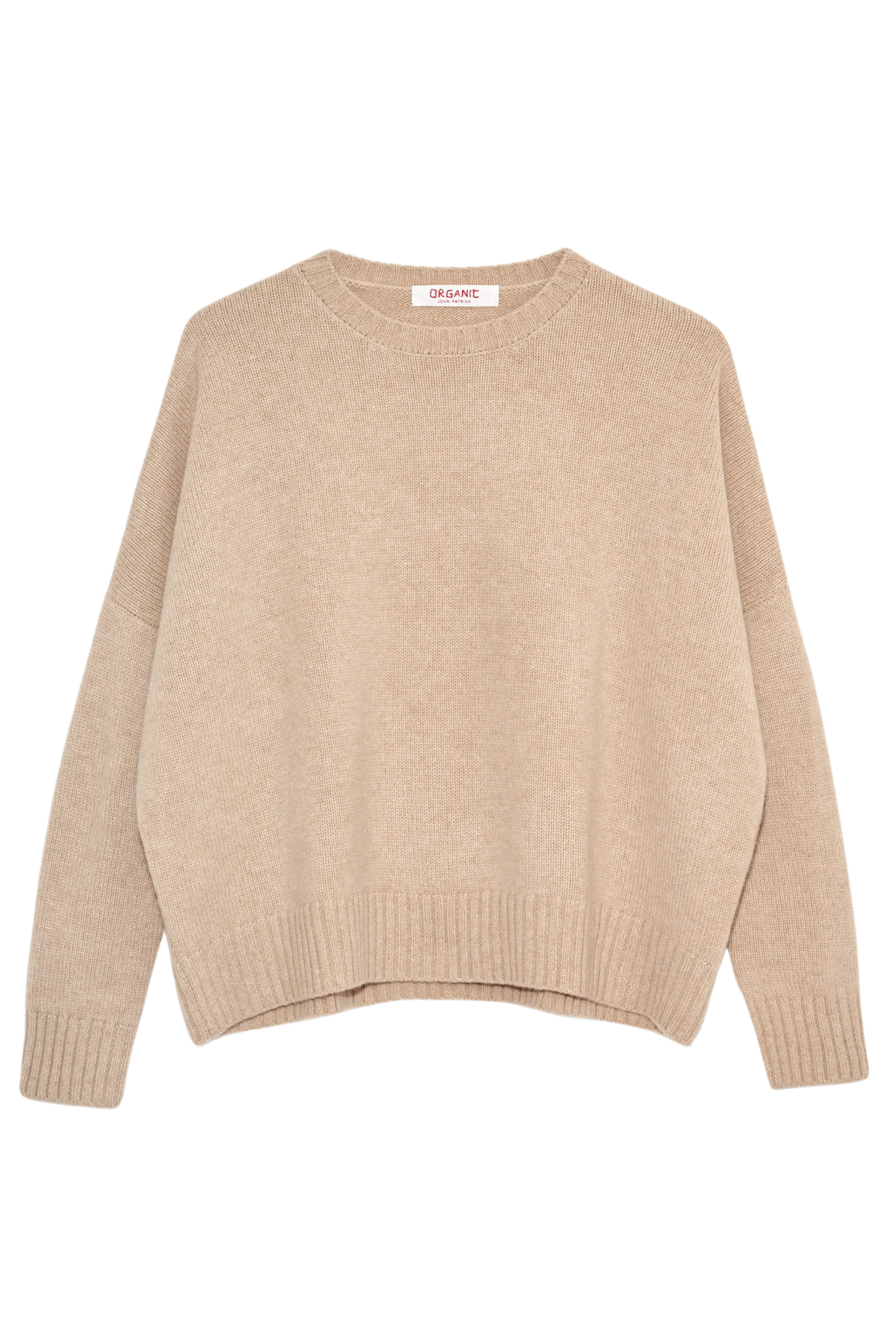Wide Cashmere Pullover in Beige Melange