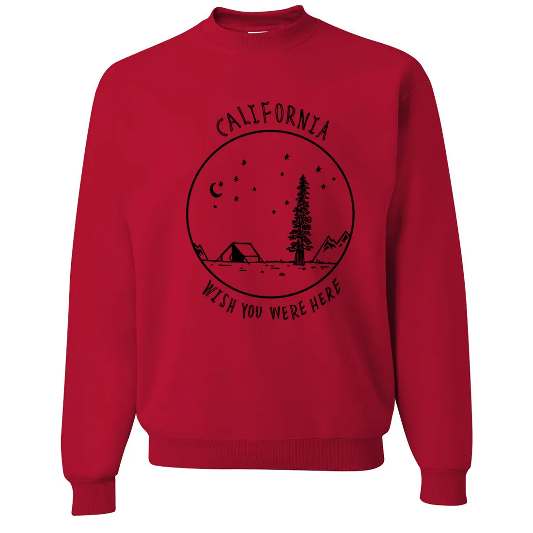 Wish You Were Here Black Print Crewneck Sweatshirt