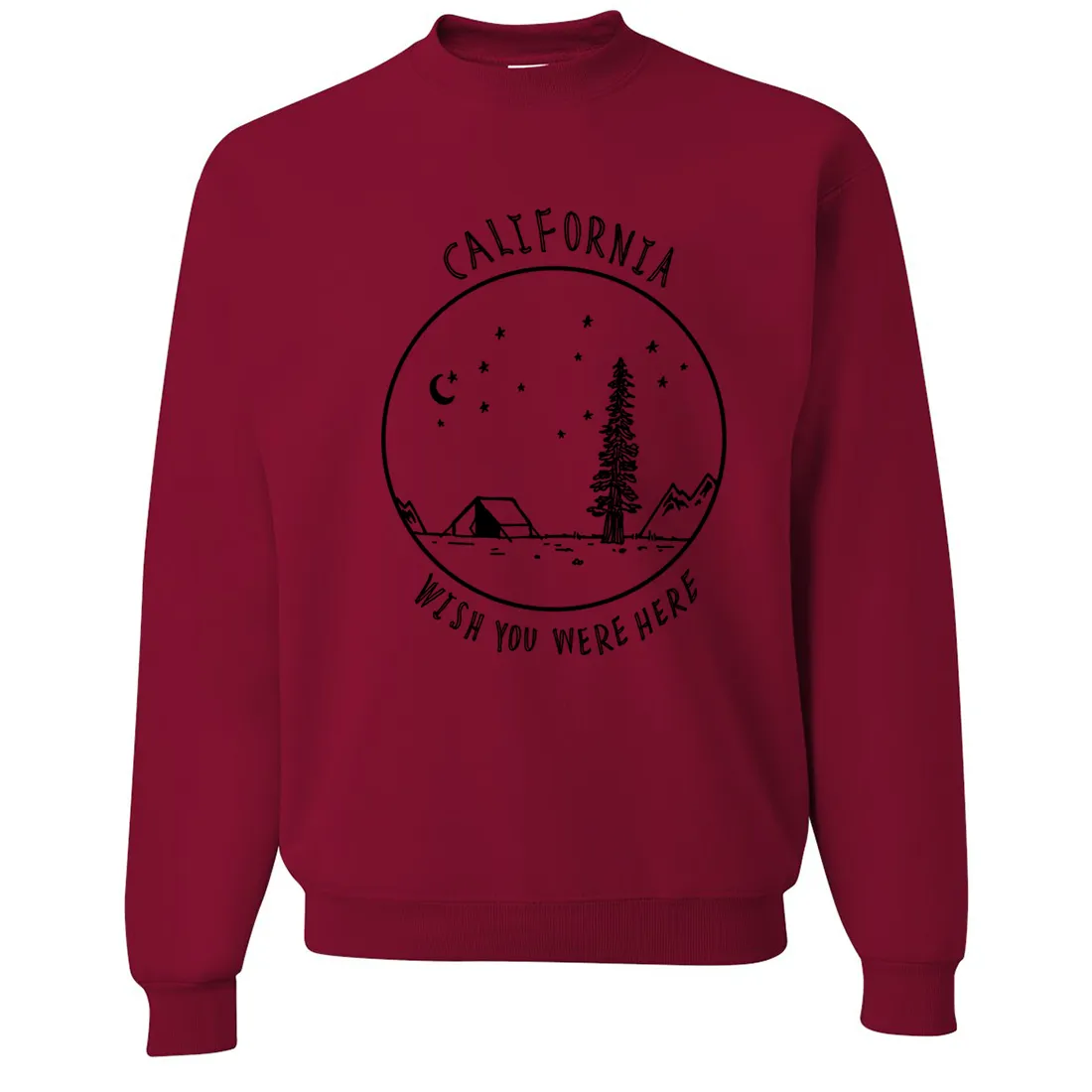 Wish You Were Here Black Print Crewneck Sweatshirt