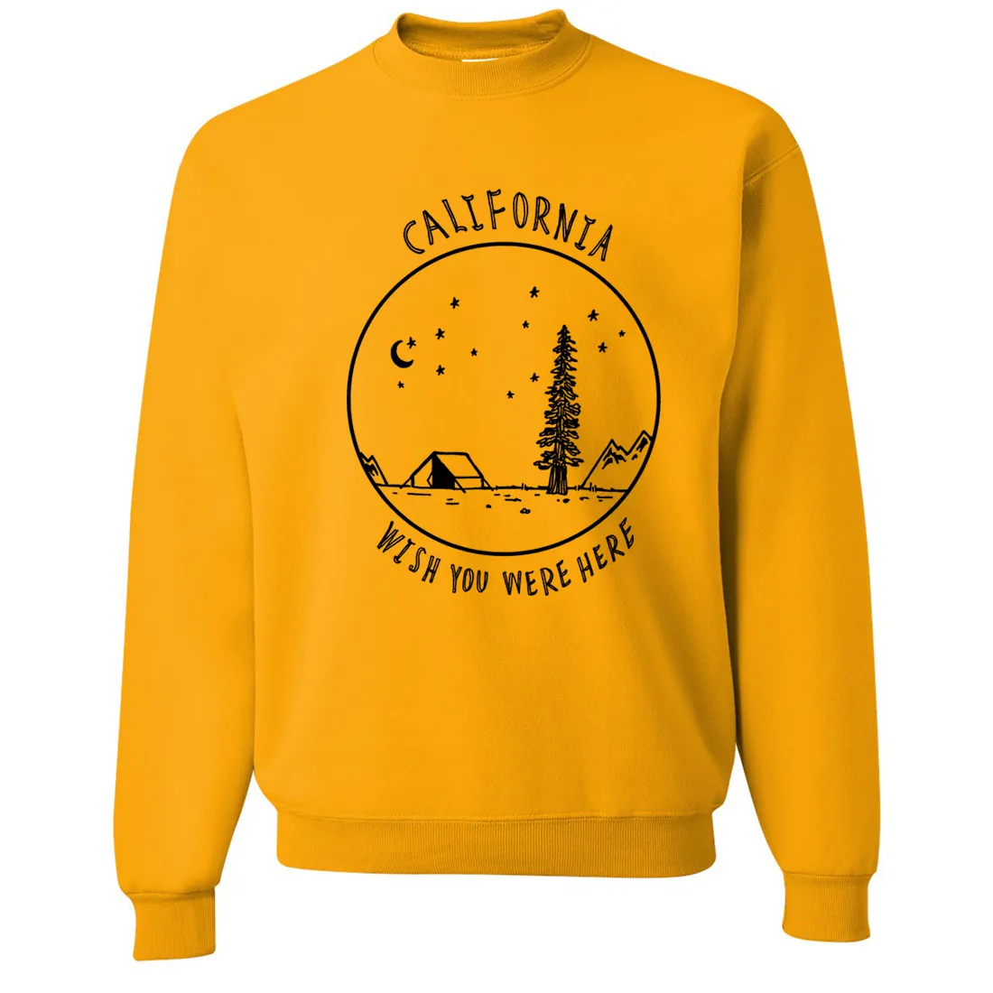 Wish You Were Here Black Print Crewneck Sweatshirt