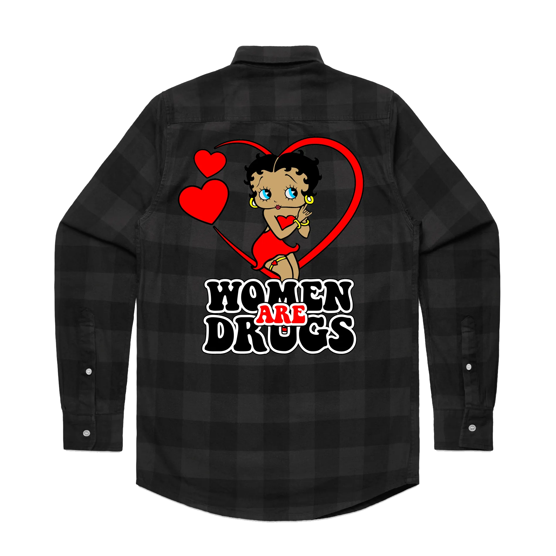 Women Are Drugs (BB Boop) | Grey/Black Flannel Shirt