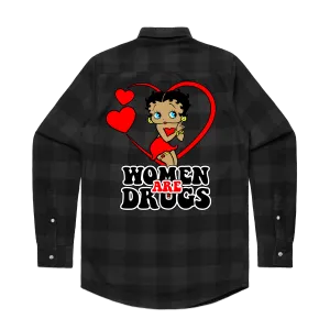 Women Are Drugs (BB Boop) | Grey/Black Flannel Shirt