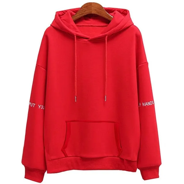 Women Fashion Corduroy Hoodies Female Solid Color Embroidery Hooded Tops Tracksuit Sweatshirt Long Sleeve Casual Sportswear Coat