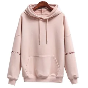 Women Fashion Corduroy Hoodies Female Solid Color Embroidery Hooded Tops Tracksuit Sweatshirt Long Sleeve Casual Sportswear Coat
