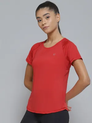 Women Red Anti Odour Sports T-shirt