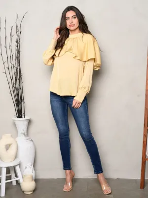 WOMEN'S LONG SLEEVE RUFFLE BLOUSE TOP
