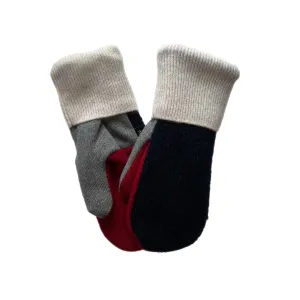 Women's Mittens Petite - Red & Navy - 529