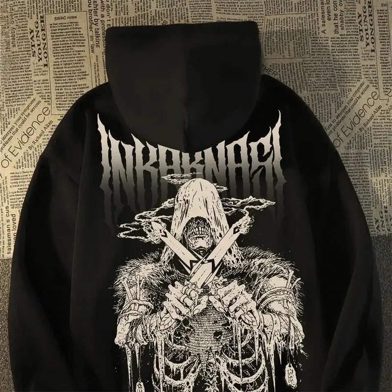 Women's Skull Print Hooded High Street Sweatshirt
