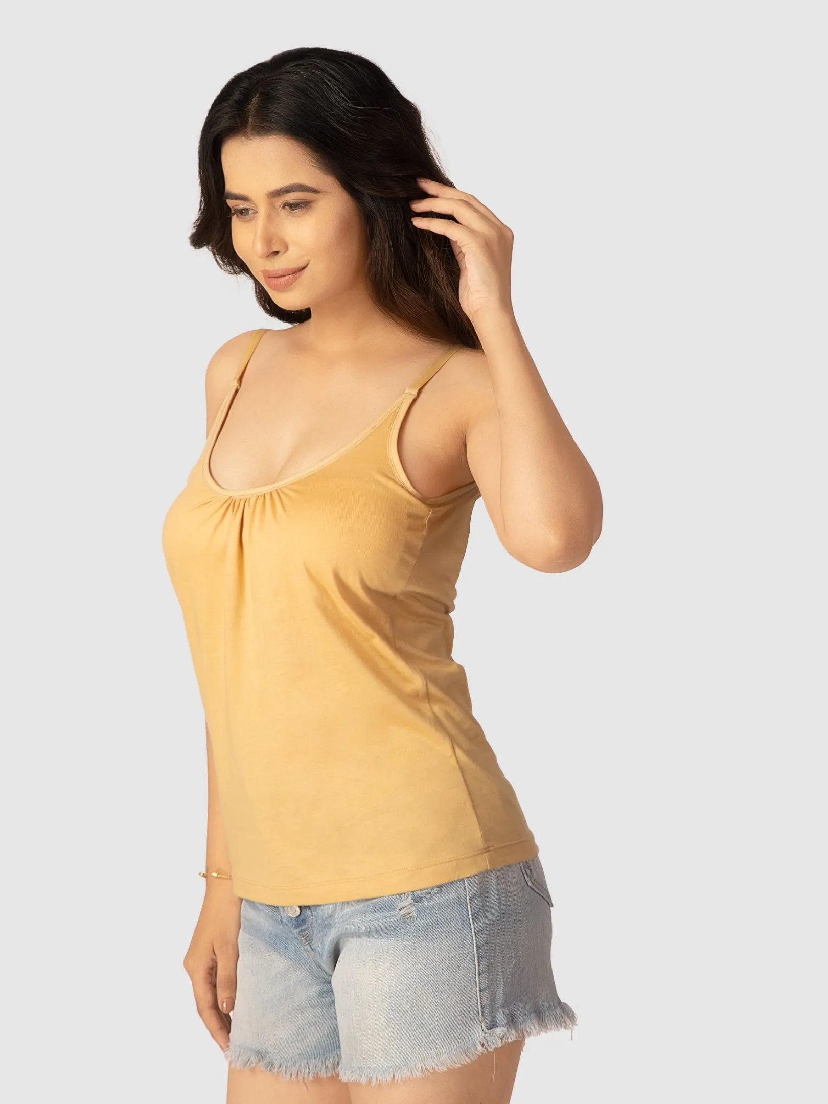 Womens Solid Padded Non Wired Casual Cami Bra