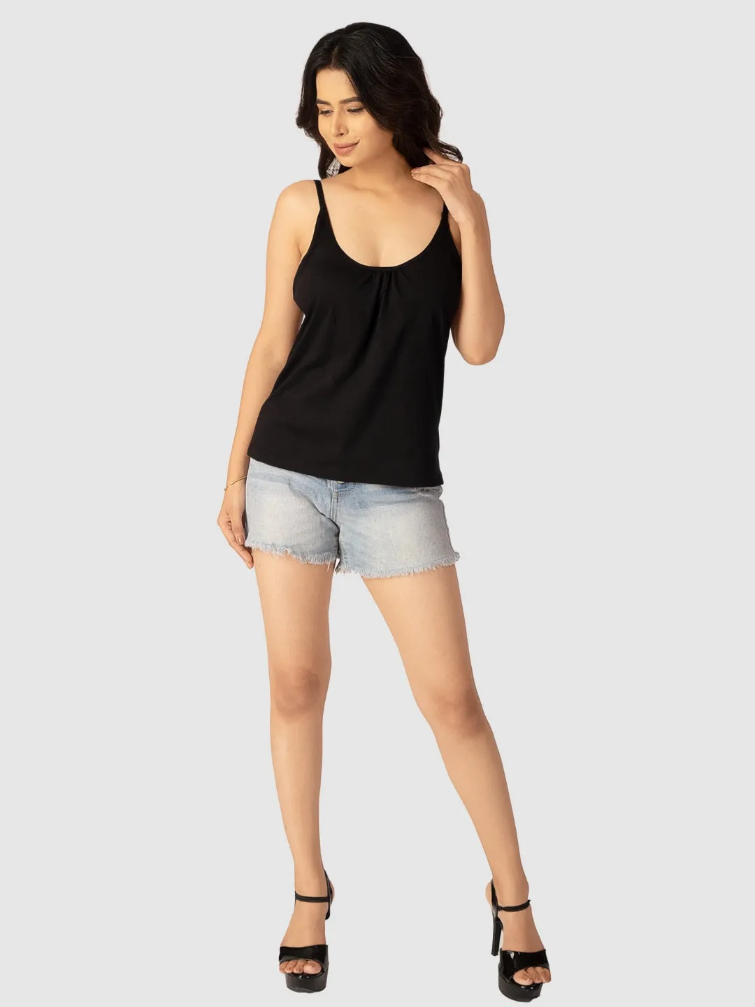 Womens Solid Padded Non Wired Casual Cami Bra