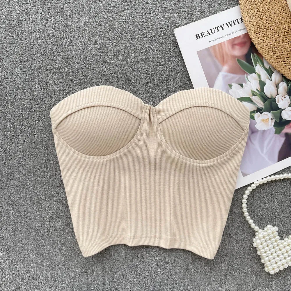Women's Strapless Skinny Camis with Built-In Bras
