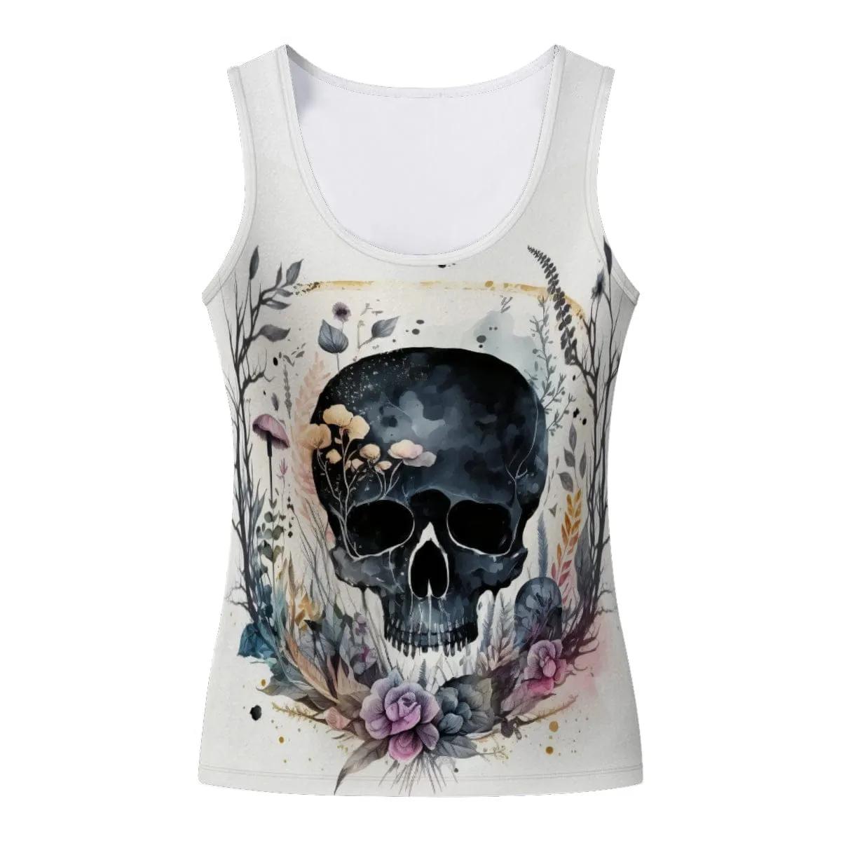 Women's Watercolor Skull Casual Tank Top