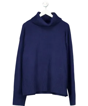 Wyse Blue Nadia Super soft Cashmere/Wool Blend Funnel Neck Jumper UK XL