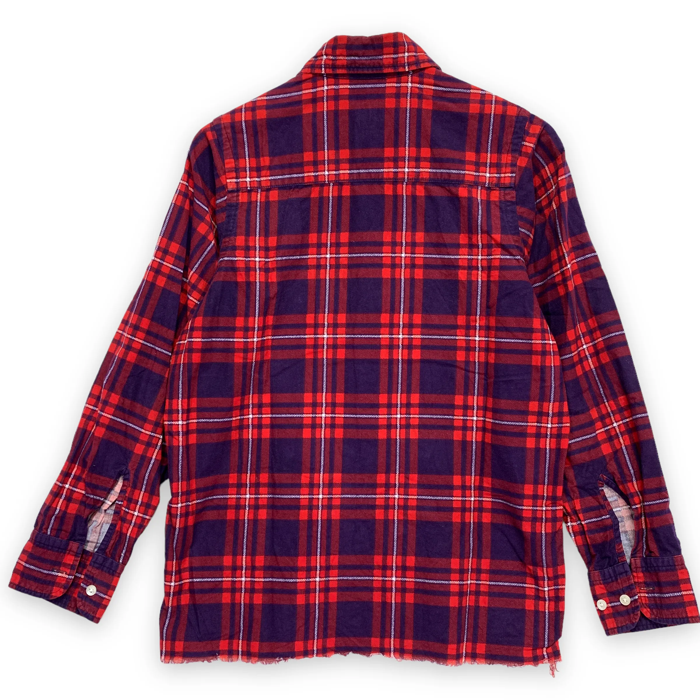 [XS] Needles Unfinished Frayed Bottom Flannel BD Shirt Red