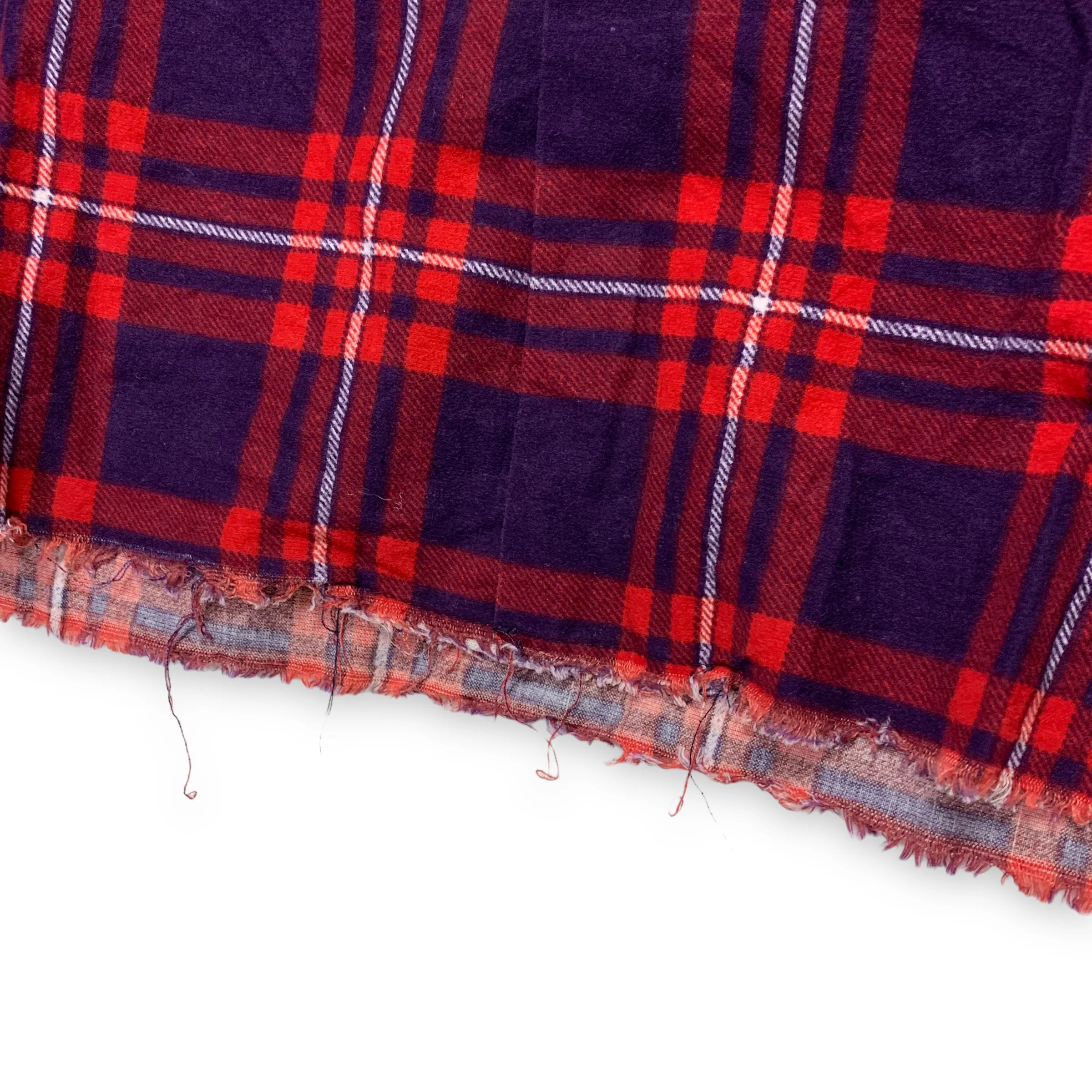 [XS] Needles Unfinished Frayed Bottom Flannel BD Shirt Red