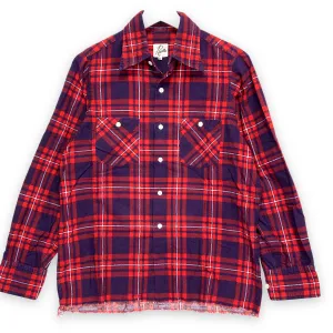 [XS] Needles Unfinished Frayed Bottom Flannel BD Shirt Red
