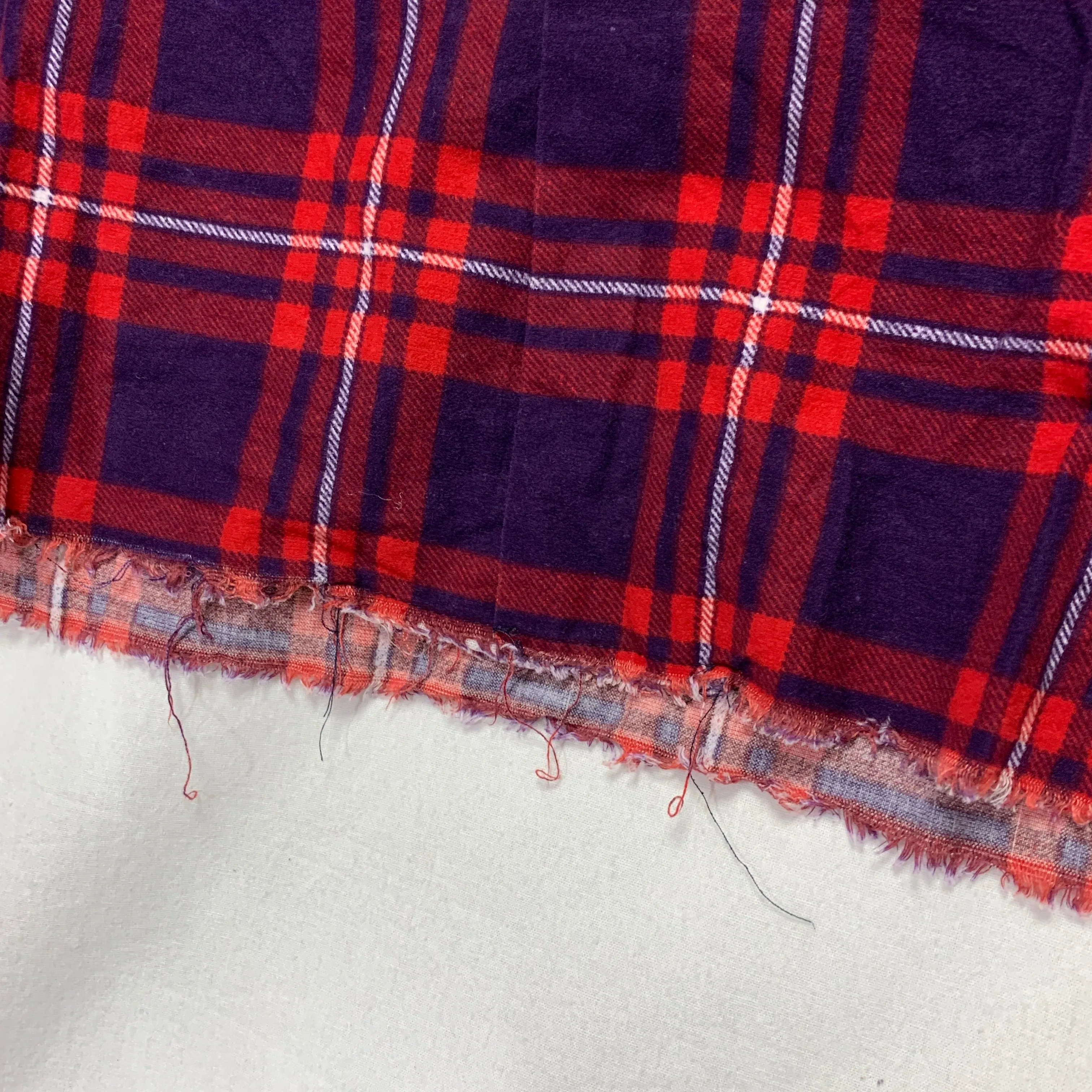 [XS] Needles Unfinished Frayed Bottom Flannel BD Shirt Red